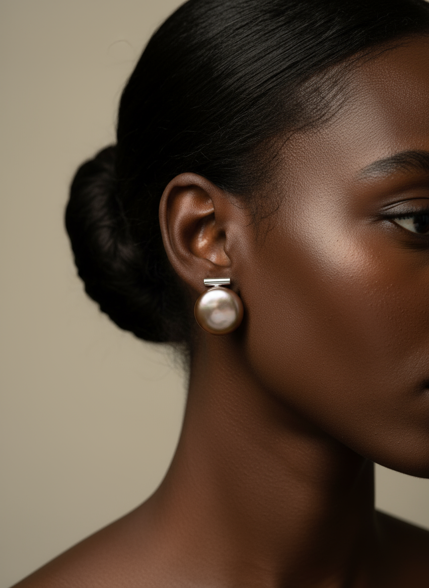 Nacre Tale Pink Coin Pearl Stud Earrings - Delicate Rose Tone with High-Quality Metal Posts