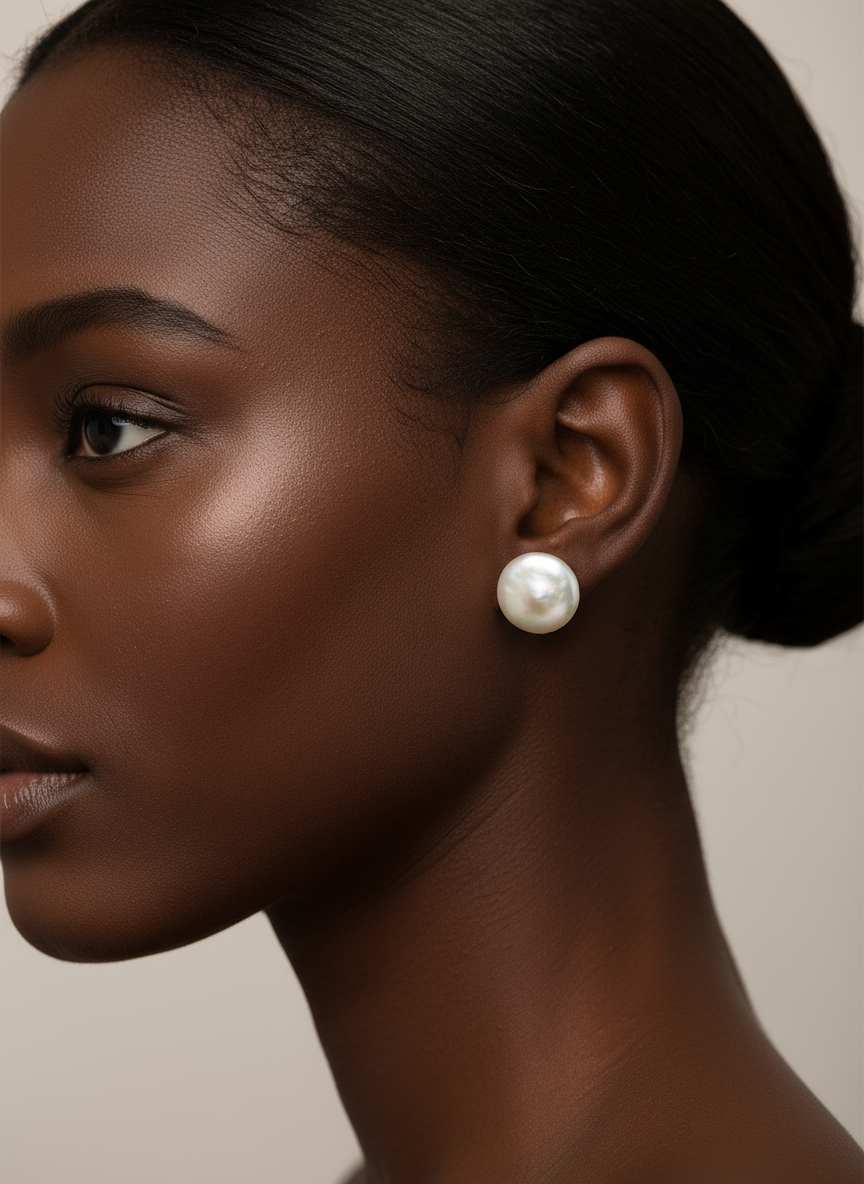 Nacre Tale Natural Pearl Stud Earrings - Sterling Silver with 8mm Cultured Pearls