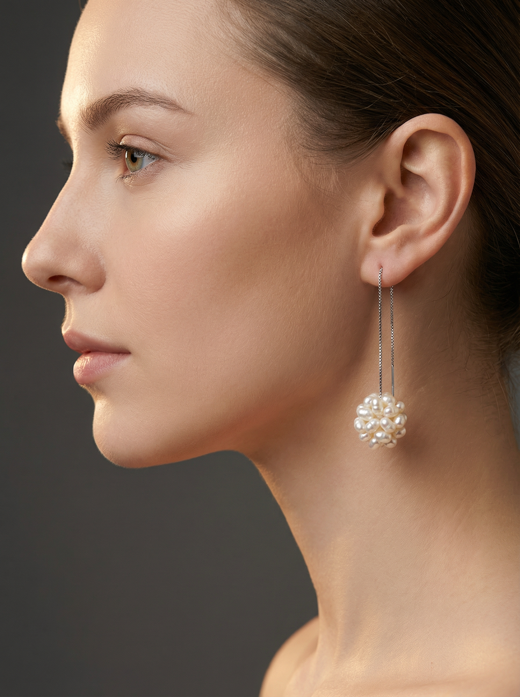 Nacre Tale Baroque Pearl Drop Earrings – Unique Clustered Elegance with Sterling Silver Chains