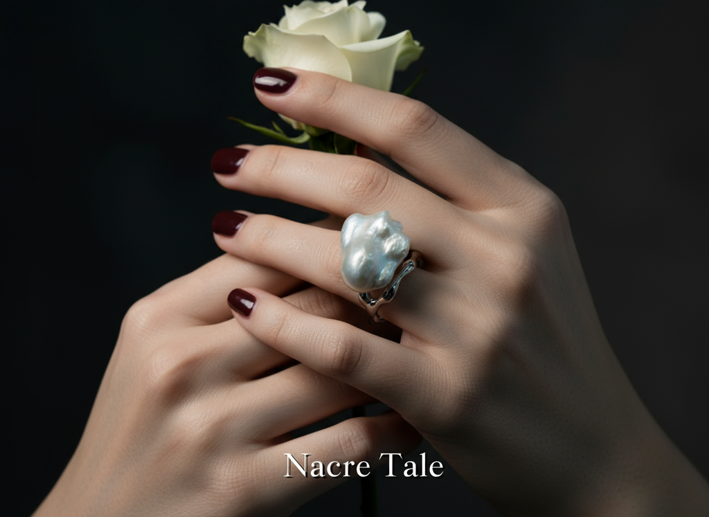 Nacre Tale Baroque Pearl Statement Ring - Sterling Silver with 12mm Unique Pearl
