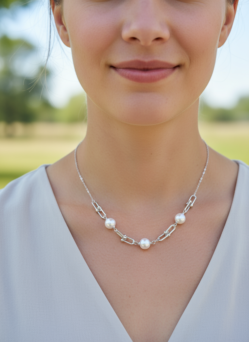 Nacre Tale Classic Pearl Necklace - Sterling Silver with Cultured Pearls
