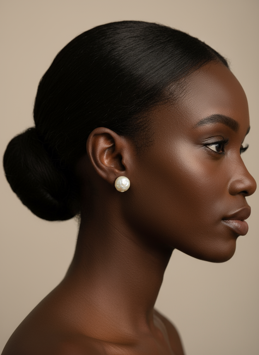 Nacre Tale Simple Pearl Stud Earrings - Natural 6mm Pearls with Silver Posts