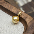 Lustrous Pearl Solitaire Pendant - Genuine Akoya Pearl with Diamond-Accented Bail