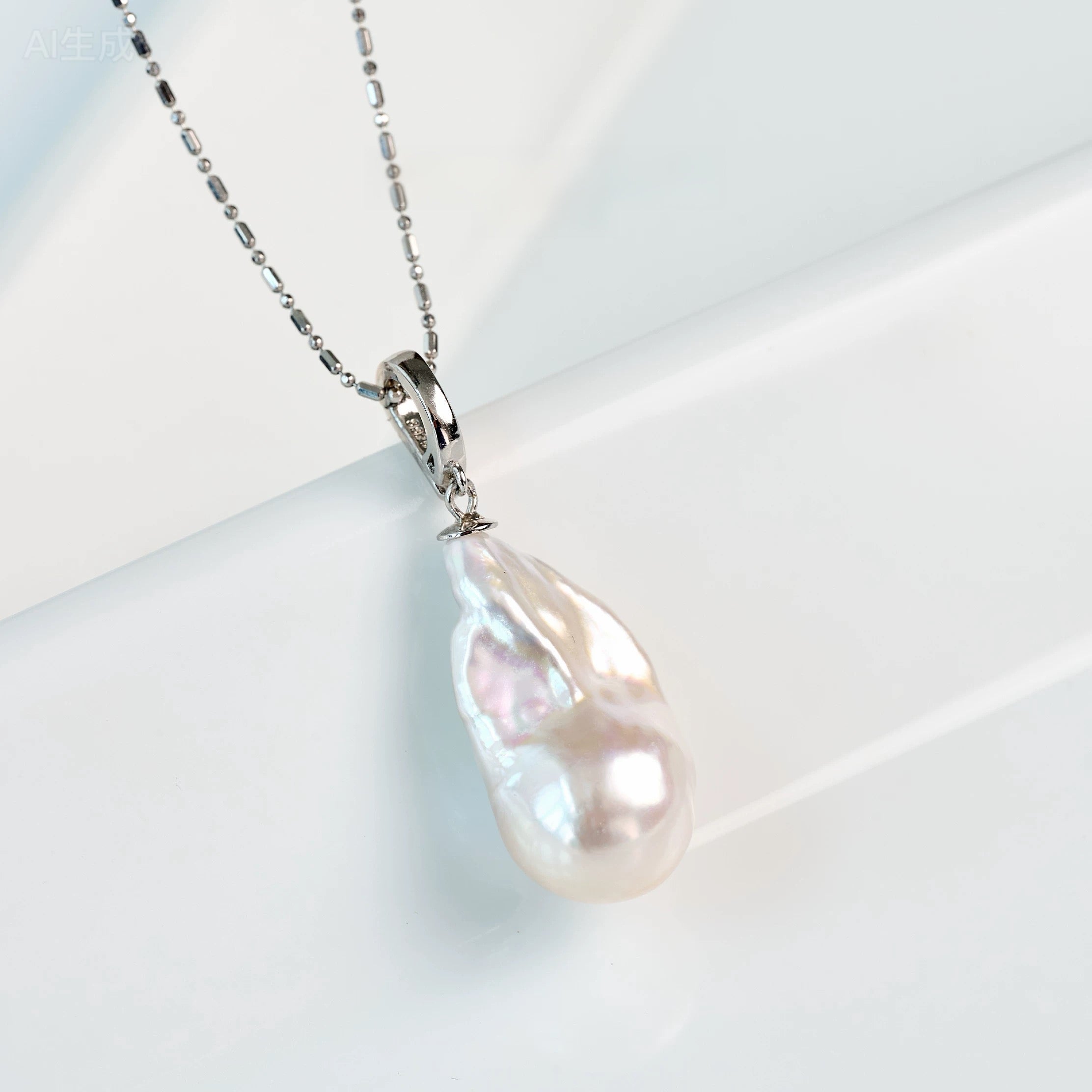 One-of-a-Kind Baroque Pearl Pendant | Statement Jewelry with Iridescent Sheen