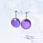 Amethyst Elegance: Iridescent Purple Pearl Drop Earrings with Silver Accents