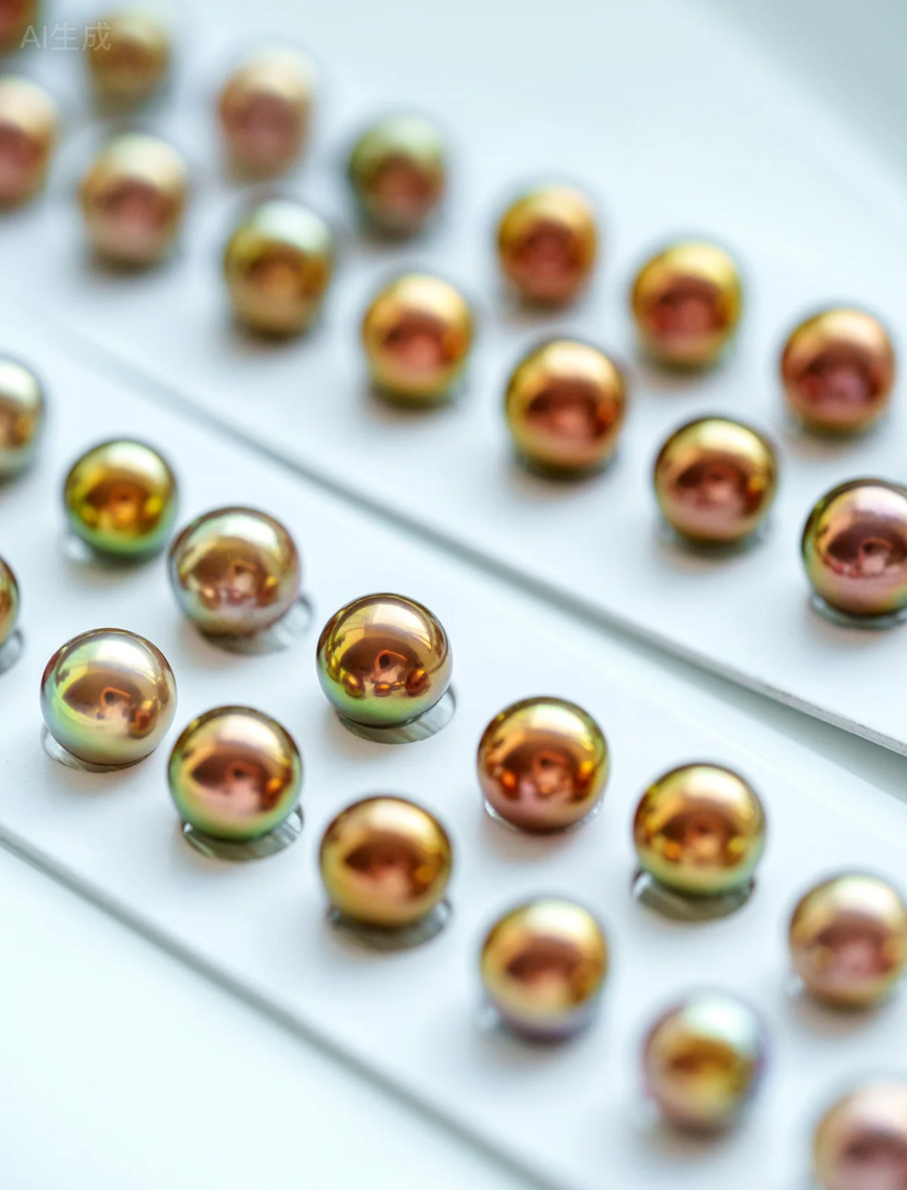 Iriza Multkolora Perla Pendkolĉeno - Ora Ĉeno kun Brileta Ĉielarka Brilo 