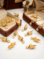 Whimsical Cat Pendant Necklace with Pearl Drop - Gold Plated Charm Necklace for Cat Lovers