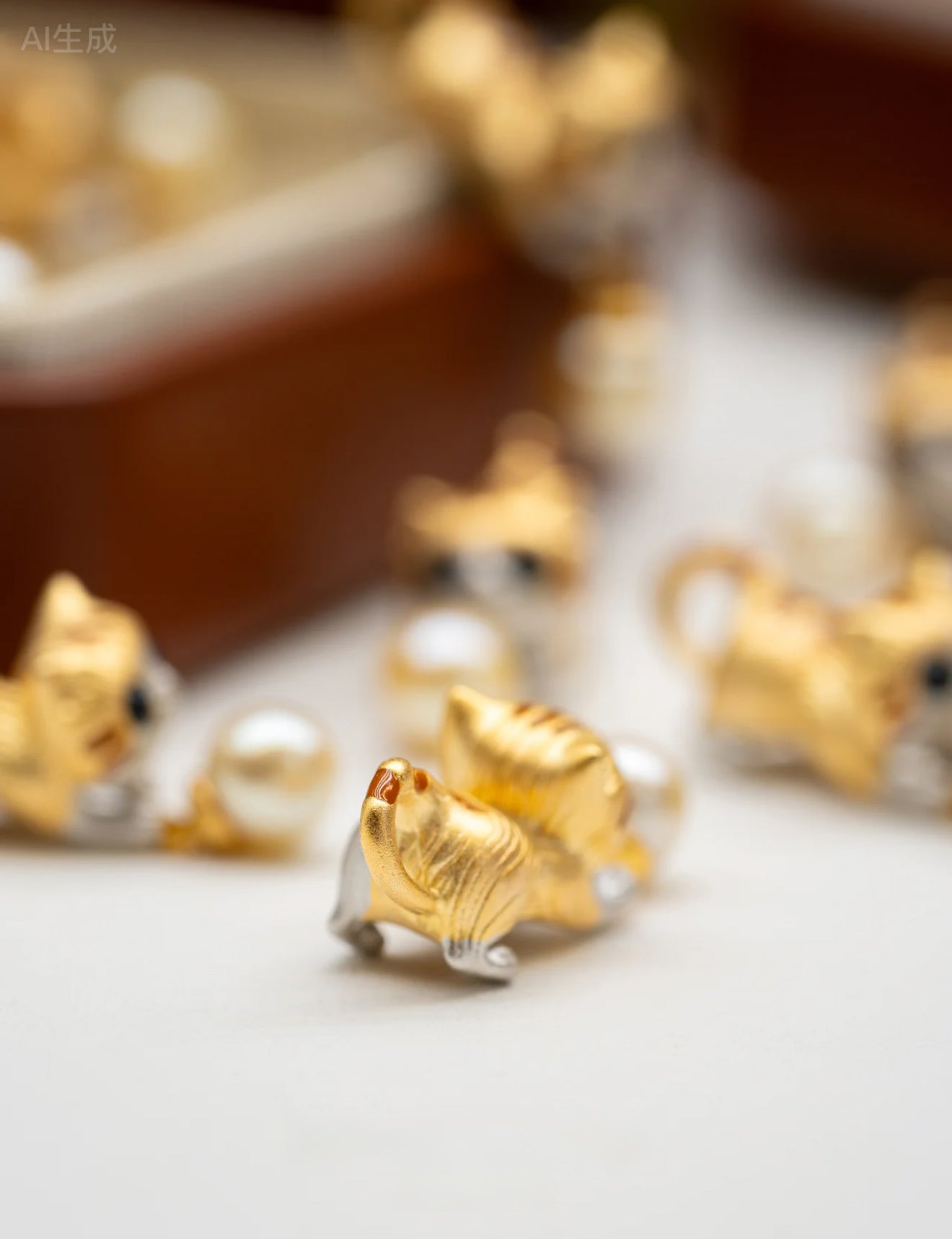 Whimsical Cat Pendant Necklace with Pearl Drop - Gold Plated Charm Necklace for Cat Lovers