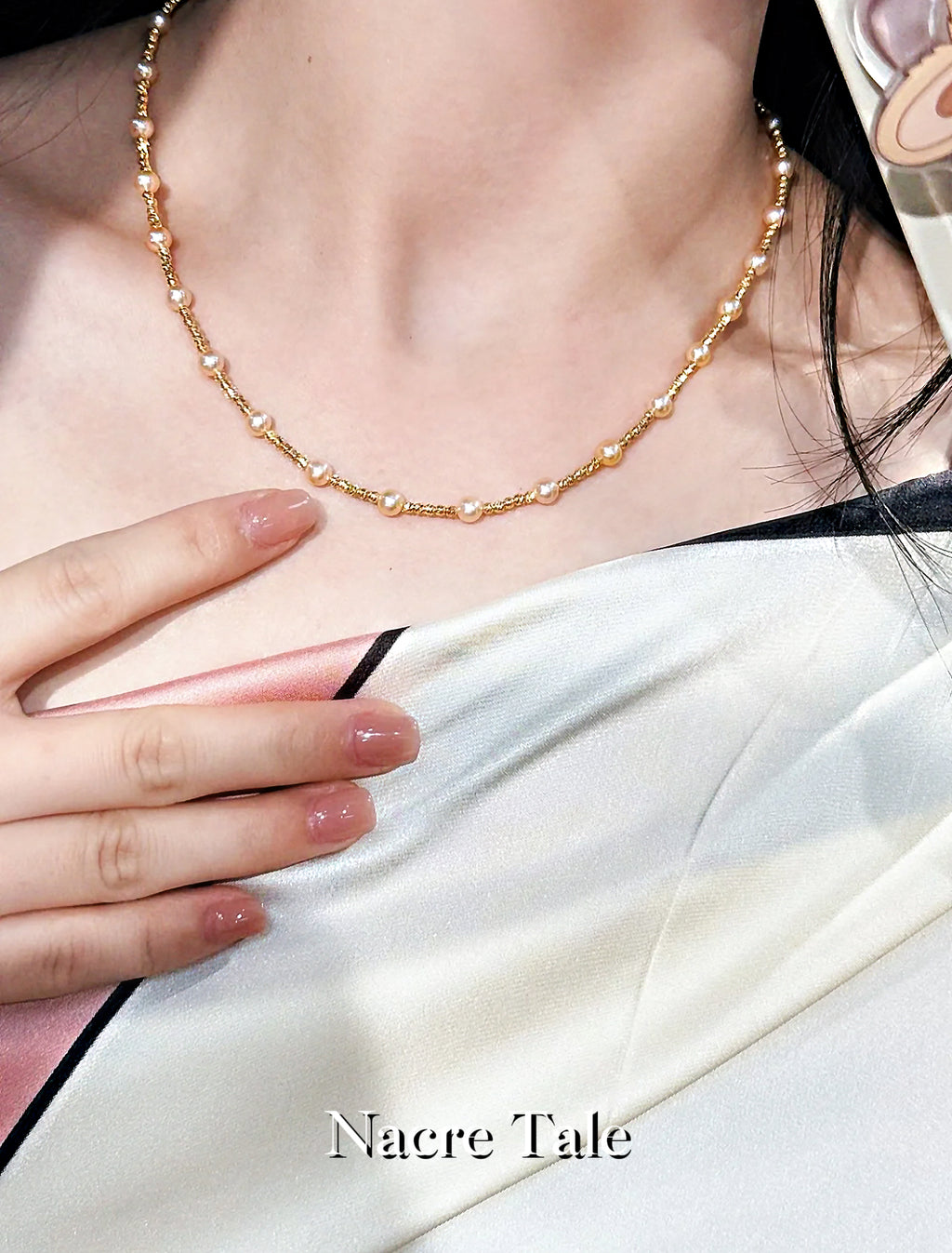 Nacre Tale Golden Pearl & Heart Charm Necklace - Delicate Everyday Luxury