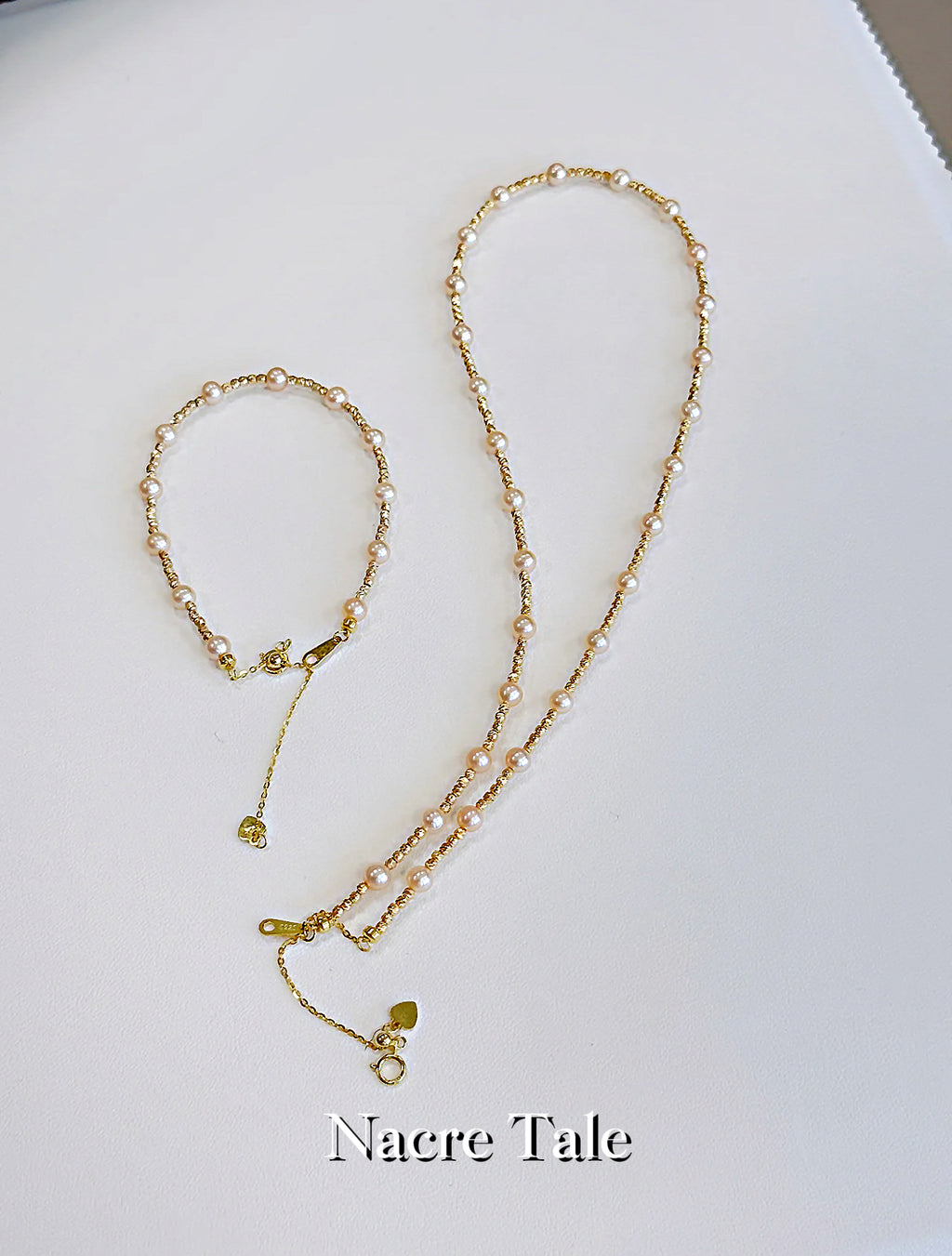 Nacre Tale Golden Pearl & Heart Charm Necklace - Delicate Everyday Luxury