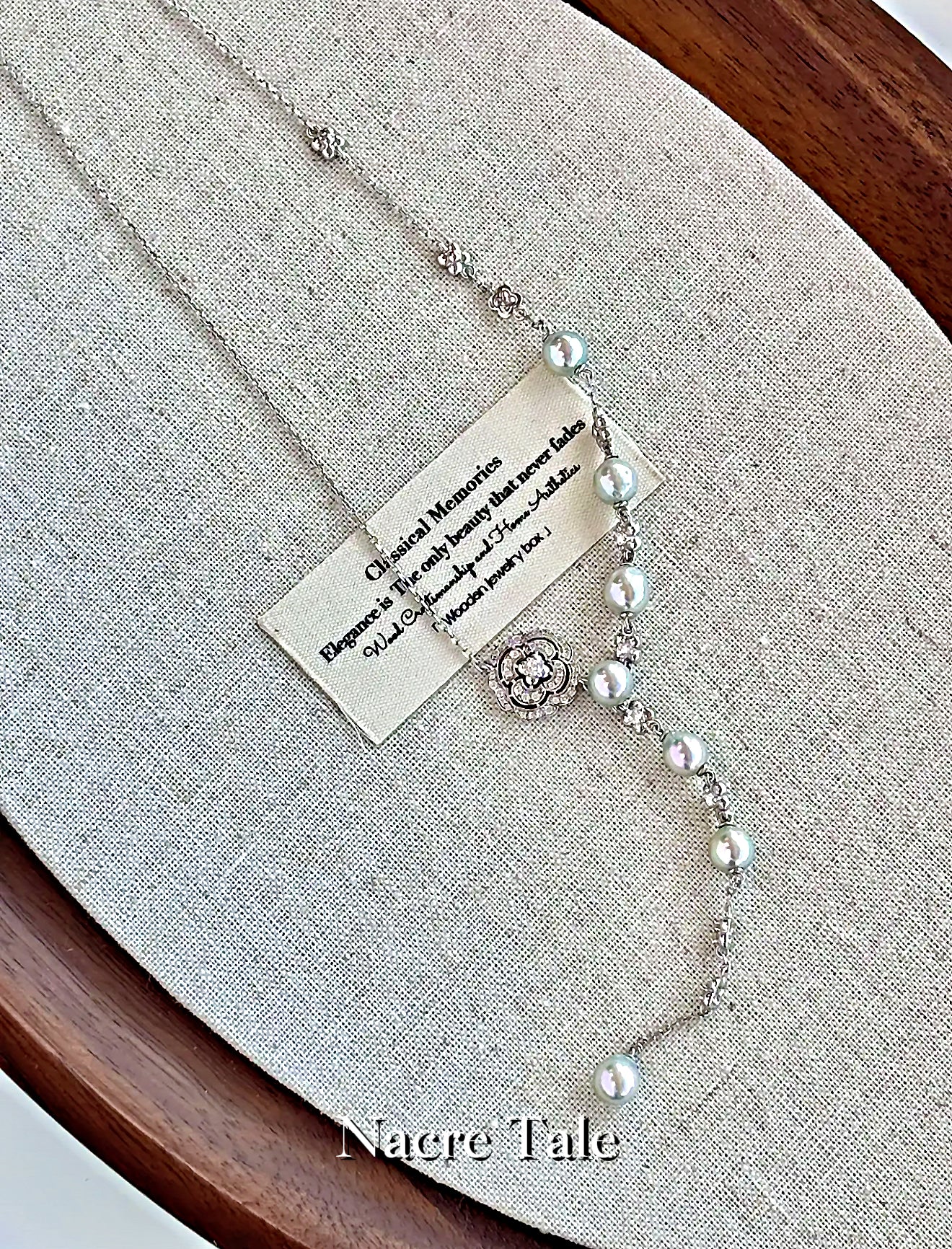Nacre Tale Elegant Pearl Y-Necklace - Sterling Silver with Akoya Pearls & Cubic Zirconia