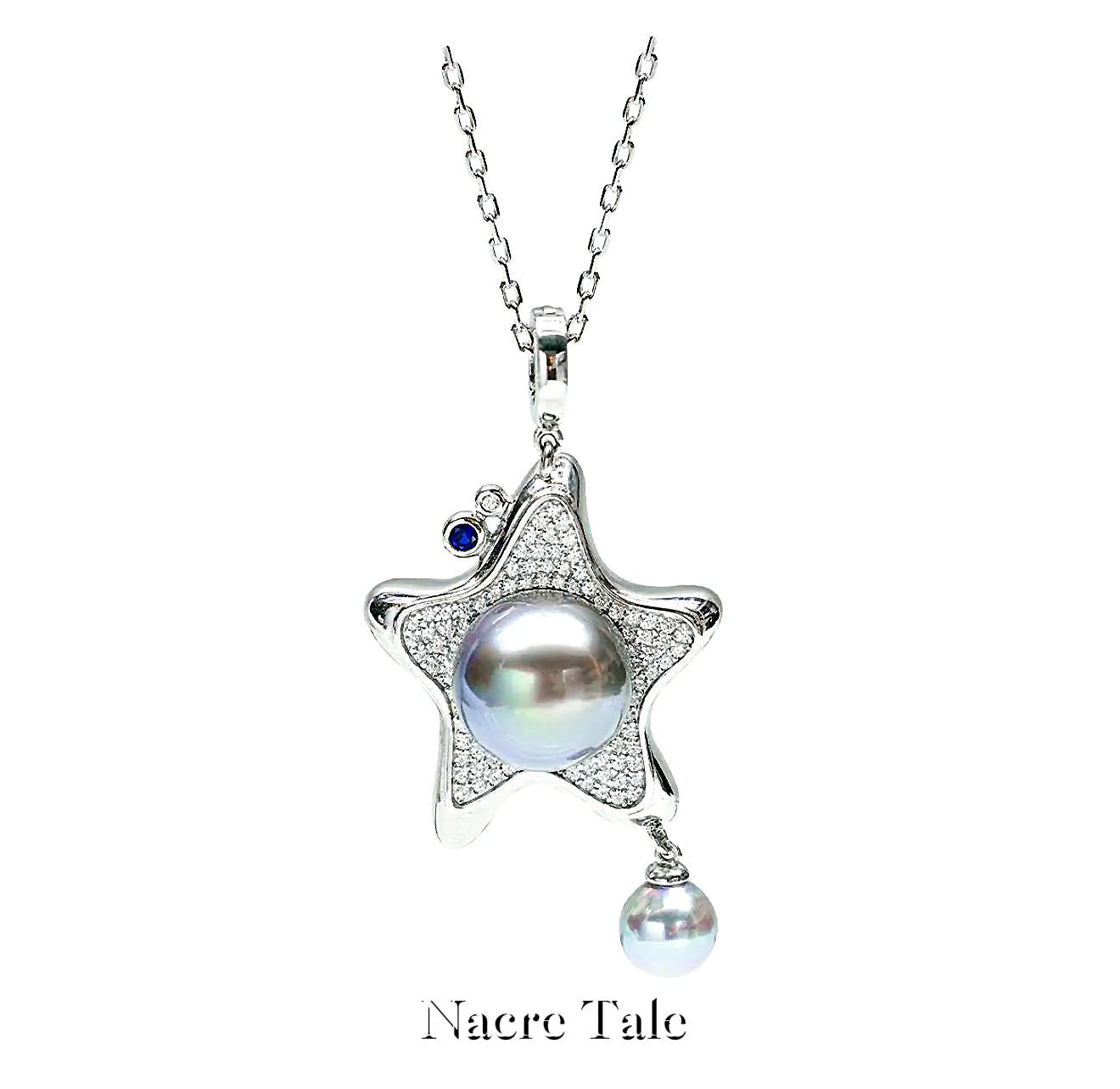 Nacre Tale Starry Night Pearl Pendant - Sterling Silver with South Sea & Akoya Pearls
