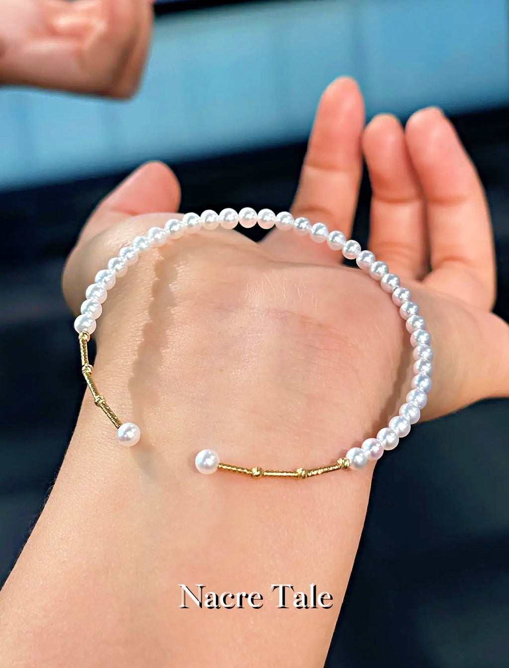 Nacre Tale Delicate Pearl Bracelet - Gold Accented Freshwater Pearls