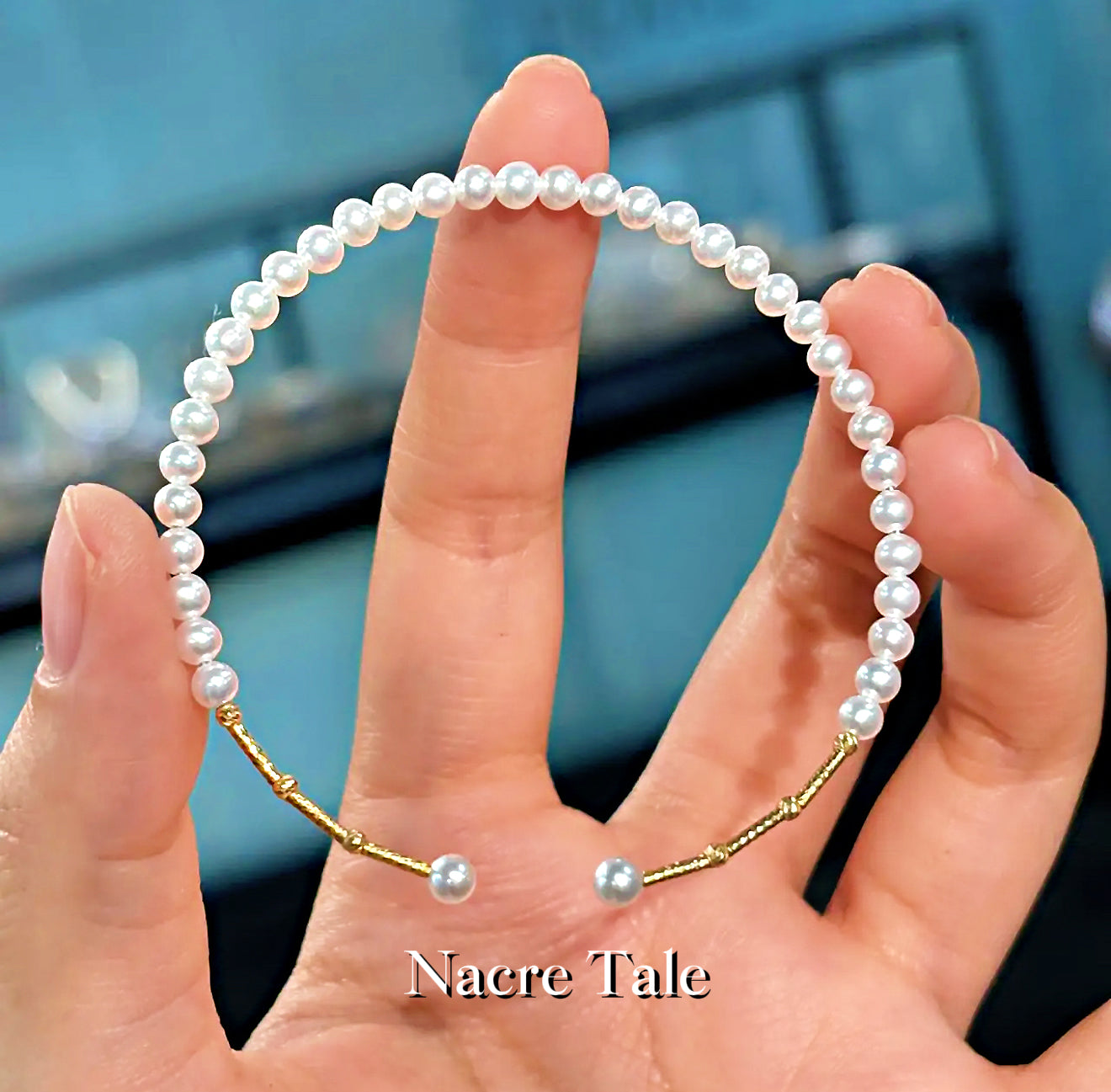 Nacre Tale Delicate Pearl Bracelet - Gold Accented Freshwater Pearls