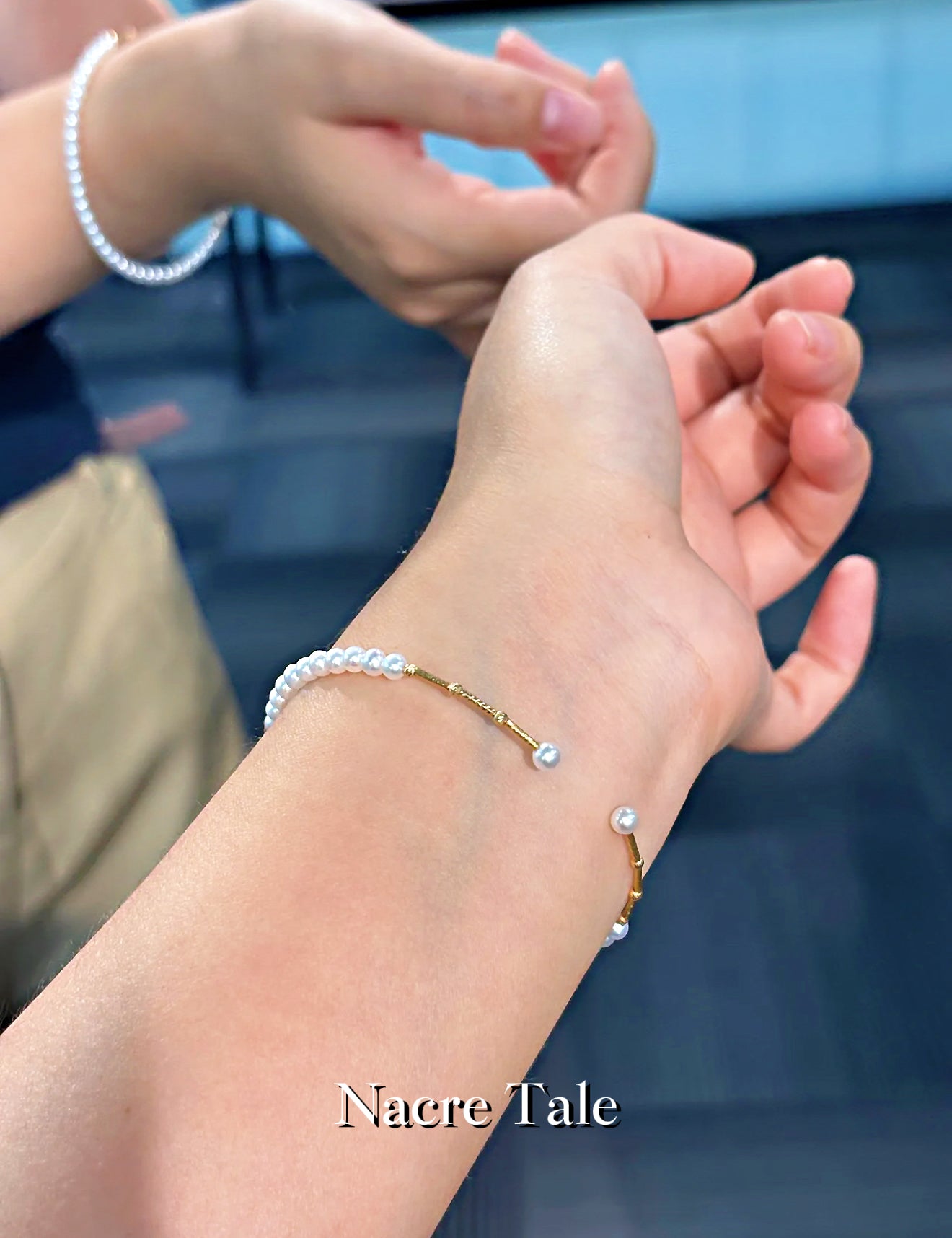 Nacre Tale Delicate Pearl Bracelet - Gold Accented Freshwater Pearls