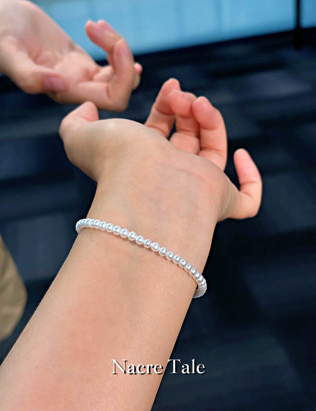 Nacre Tale Delicate Pearl Bracelet - Gold Accented Freshwater Pearls