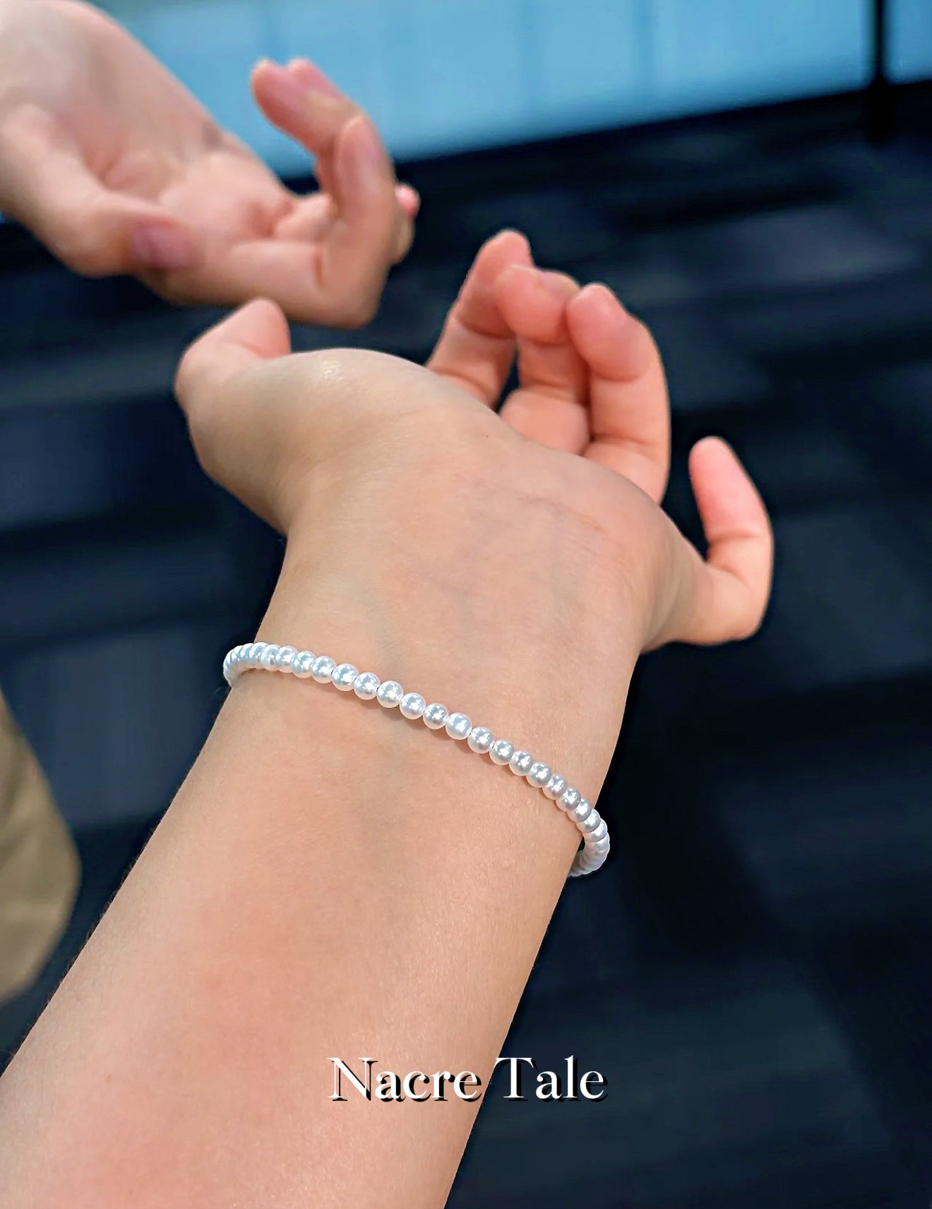 Nacre Tale Delicate Pearl Bracelet - Gold Accented Freshwater Pearls