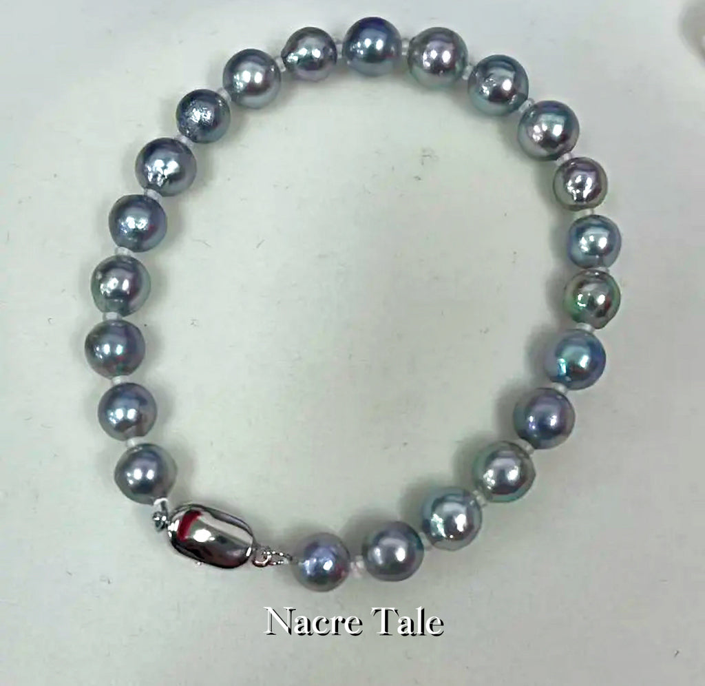 Nacre Tale Elegant Gray Pearl Multi-Strand Bracelet - Sterling Silver with Cultured Pearls