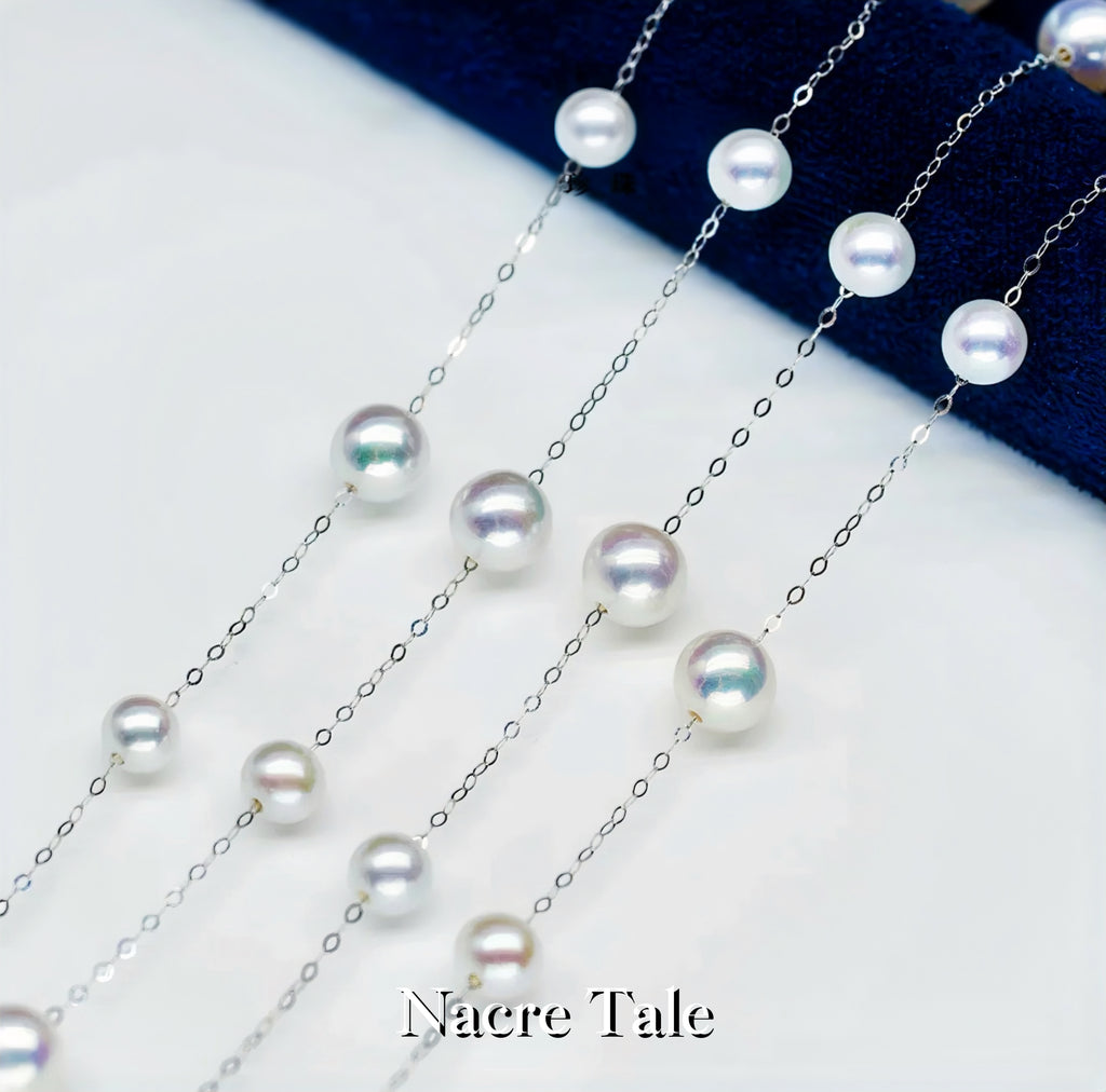 Nacre Tale Delicate Pearl Bracelet - Sterling Silver with Medium Cultured Pearls