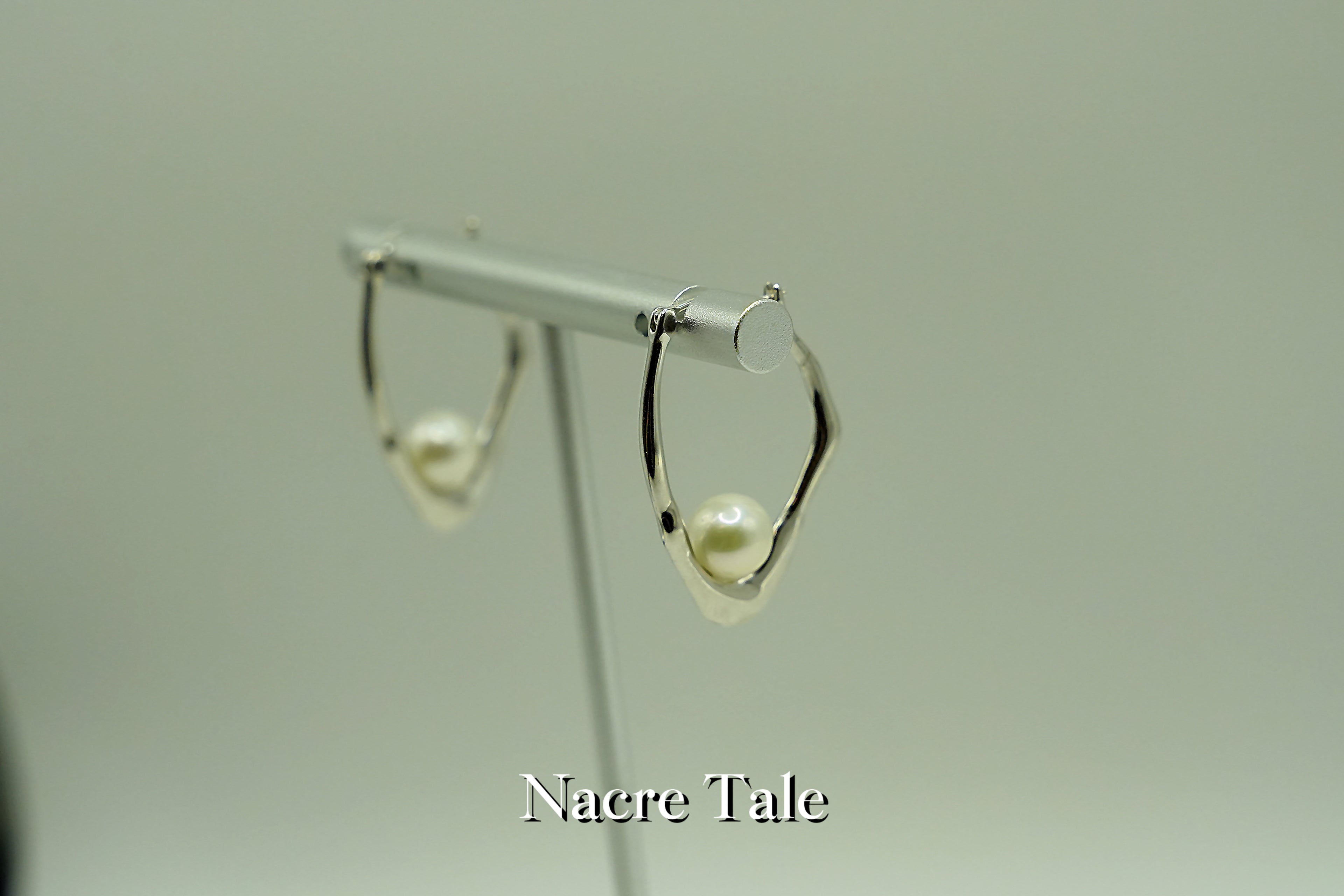 Nacre Tale Silver Pearl Hoop Earrings - Medium Cultured Pearls with Sterling Silver Hoops