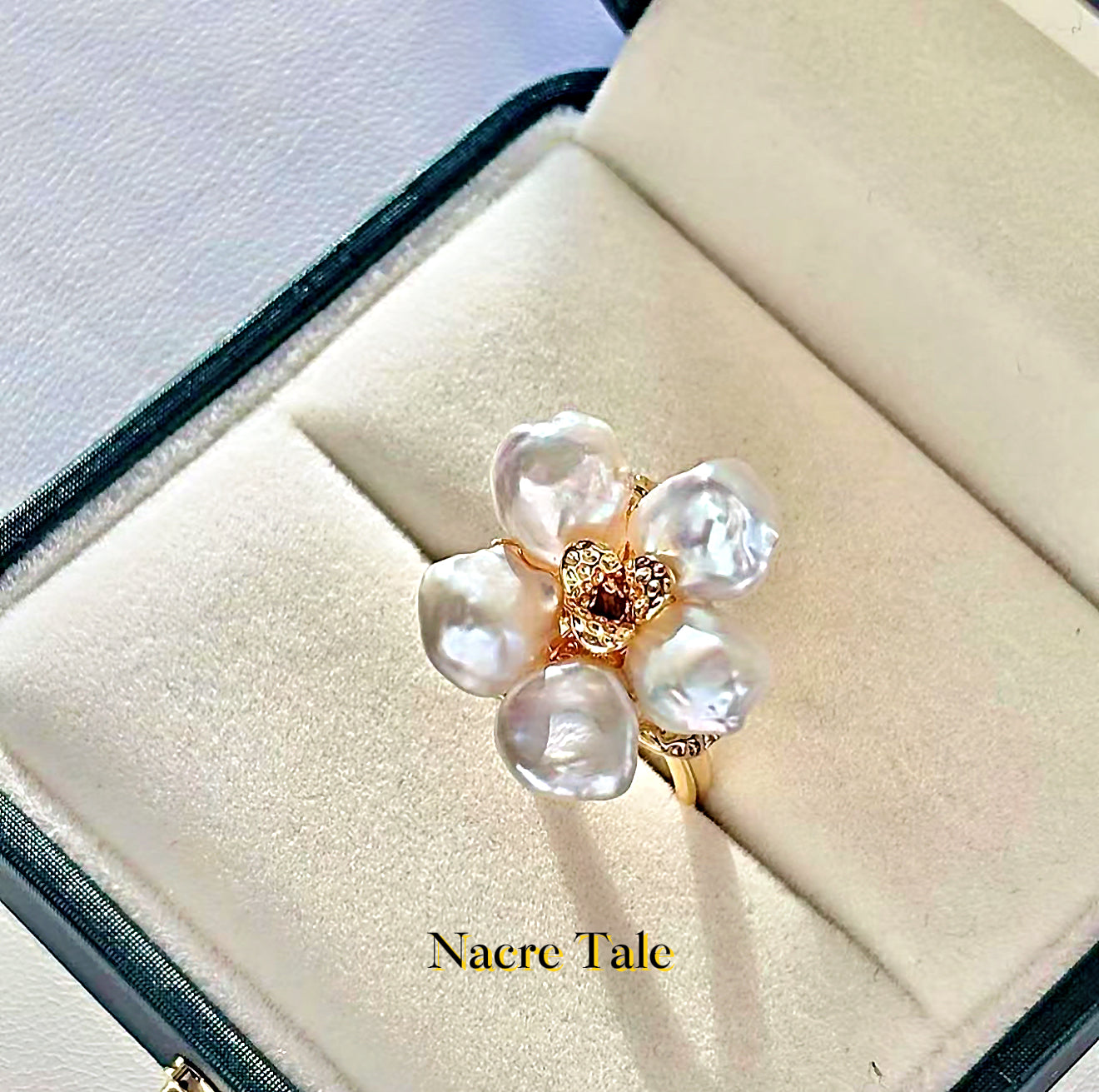 Nacre Tale Baroque Pearl Multi-Strand Ring - Gold-Tone with Irregular Freshwater Pearls