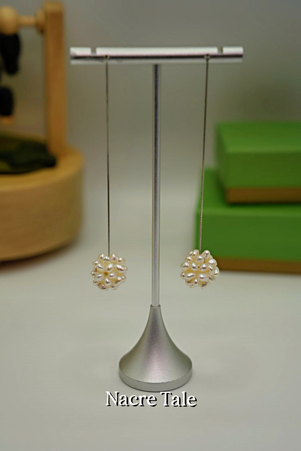 Nacre Tale Baroque Pearl Drop Earrings – Unique Clustered Elegance with Sterling Silver Chains