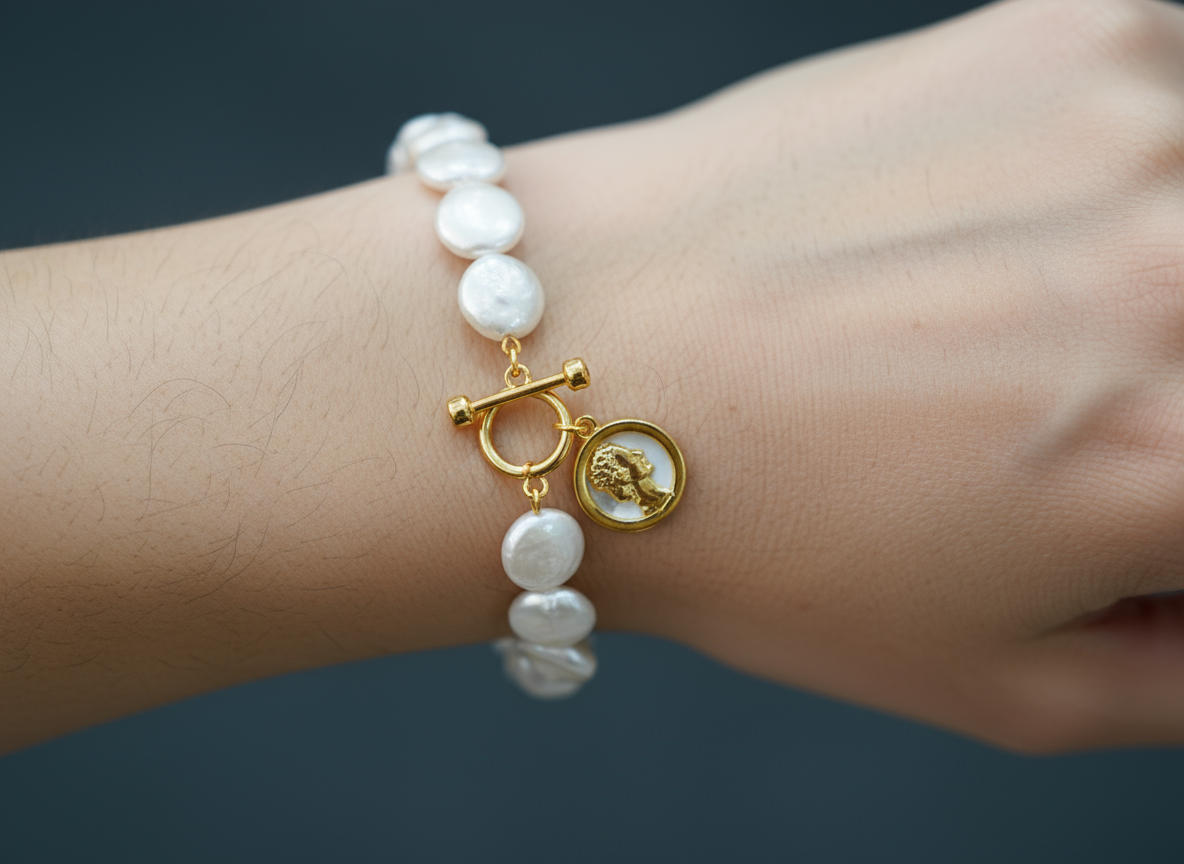 Nacre Tale Classic Pearl Bracelet - Medium Cultured Pearls with Gold-Tone Clasp