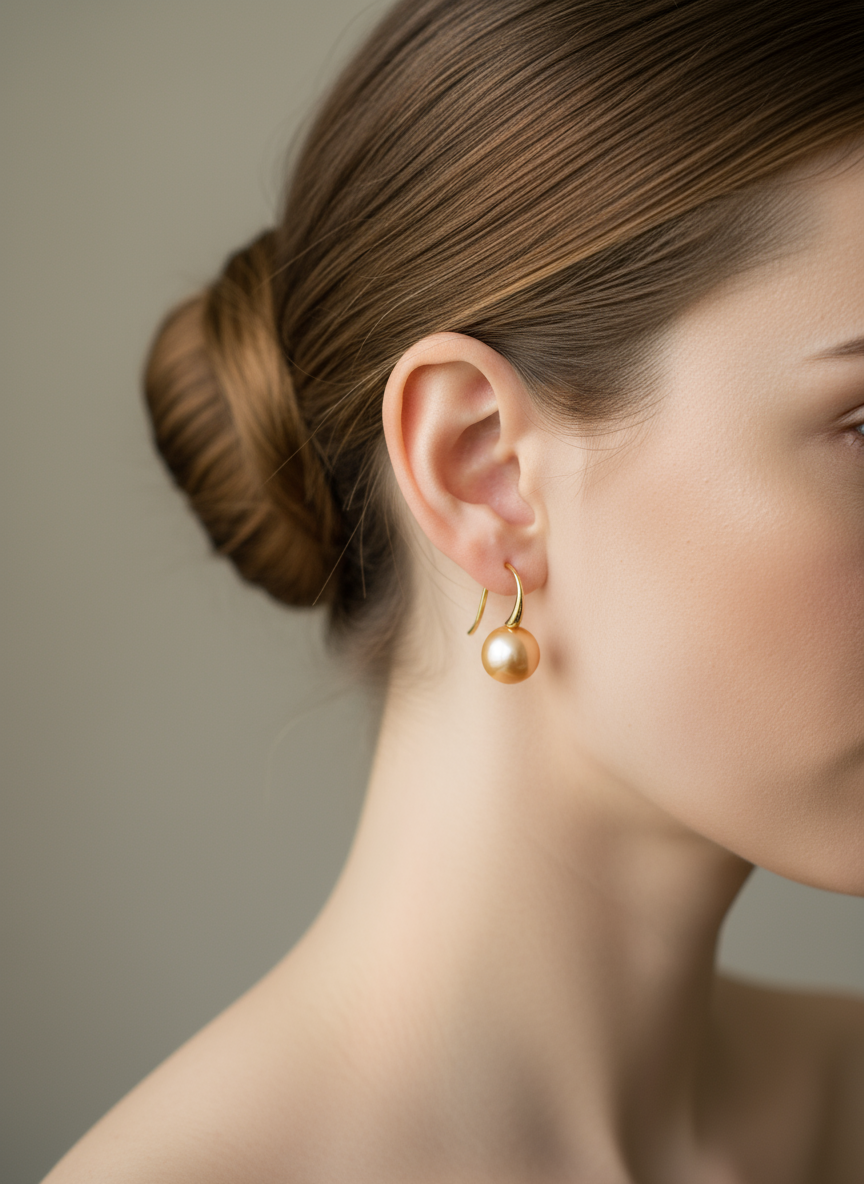 Nacre Tale Natural Pearl Drop Earrings - 14K Gold with Lustrous Pearls