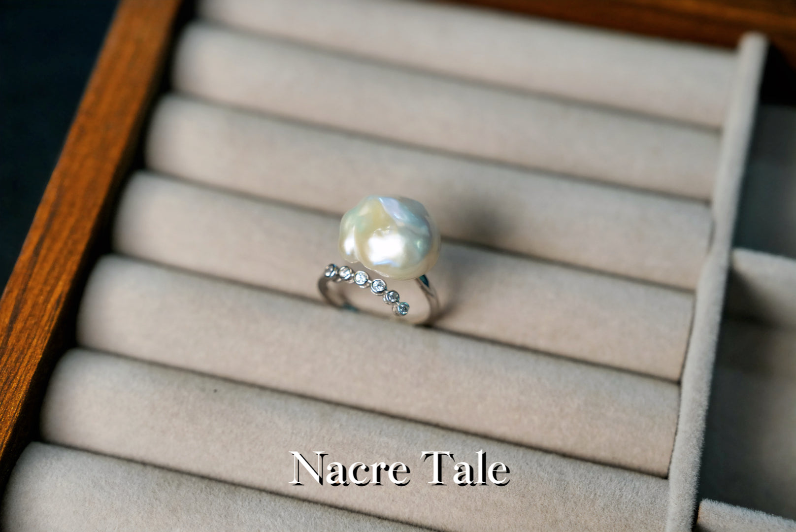 Nacre Tale Baroque Pearl & Diamond Ring - Sterling Silver with Organic-Shaped Pearl