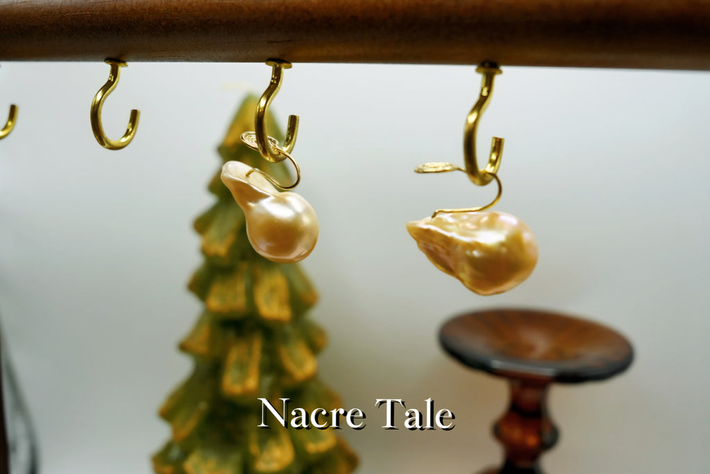 Nacre Tale Baroque Pearl Stud Earrings - Gold-tone with Natural Irregular Pearls
