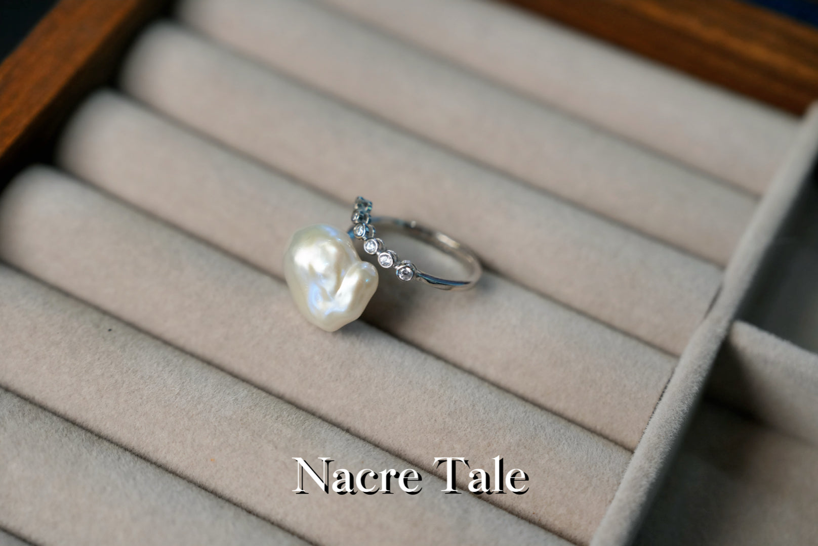 Nacre Tale Baroque Pearl & Diamond Ring - Sterling Silver with Organic-Shaped Pearl