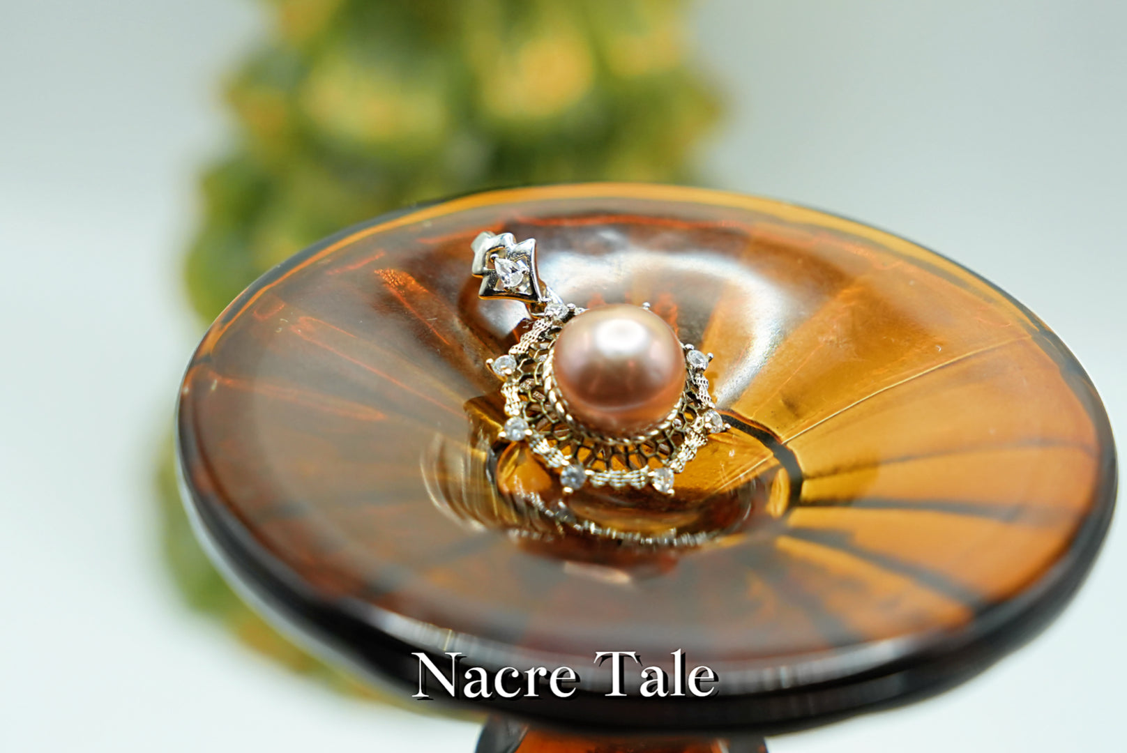 Nacre Tale Pink Pearl Pendant - Silver with Cubic Zirconia Accents