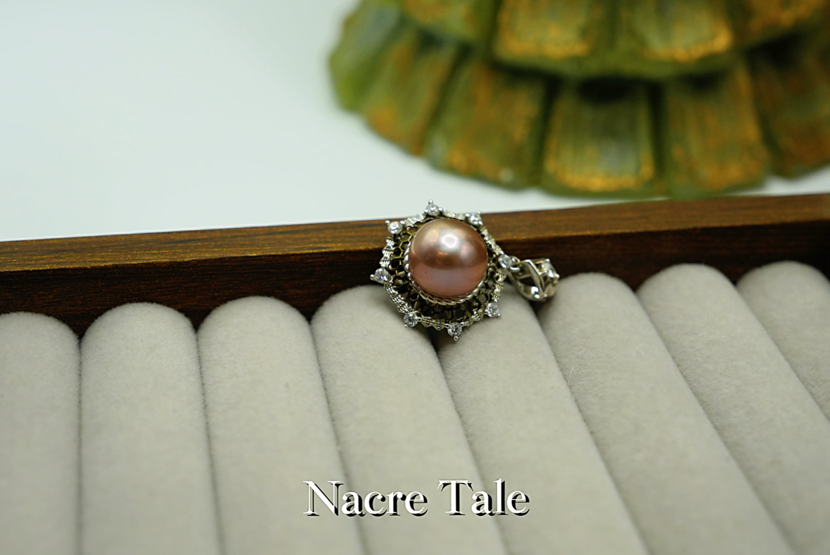 Nacre Tale Pink Pearl Pendant - Silver with Cubic Zirconia Accents