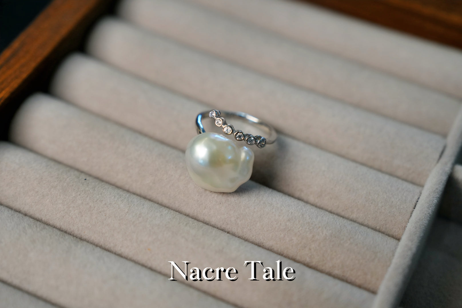 Nacre Tale Baroque Pearl & Diamond Ring - Sterling Silver with Organic-Shaped Pearl