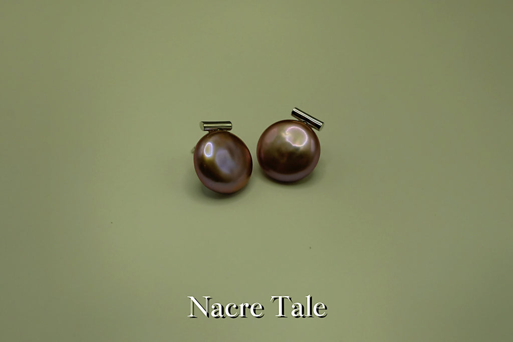 Nacre Tale Pink Coin Pearl Stud Earrings - Delicate Rose Tone with High-Quality Metal Posts