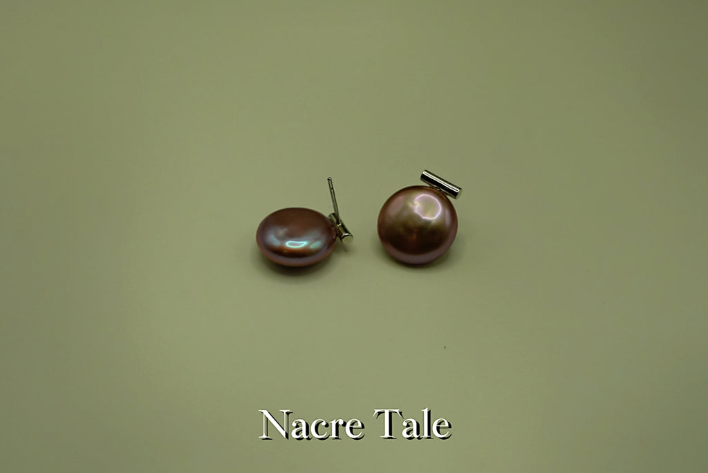 Nacre Tale Pink Coin Pearl Stud Earrings - Delicate Rose Tone with High-Quality Metal Posts