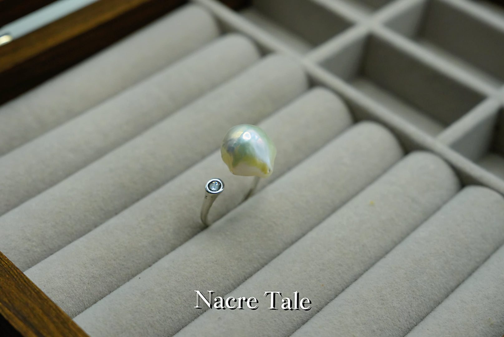 Nacre Tale Sterling Silver Pearl Ring with Diamond Accent