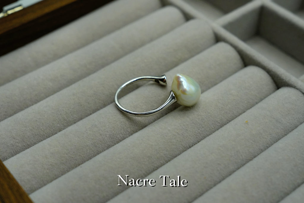 Nacre Tale Sterling Silver Pearl Ring with Diamond Accent