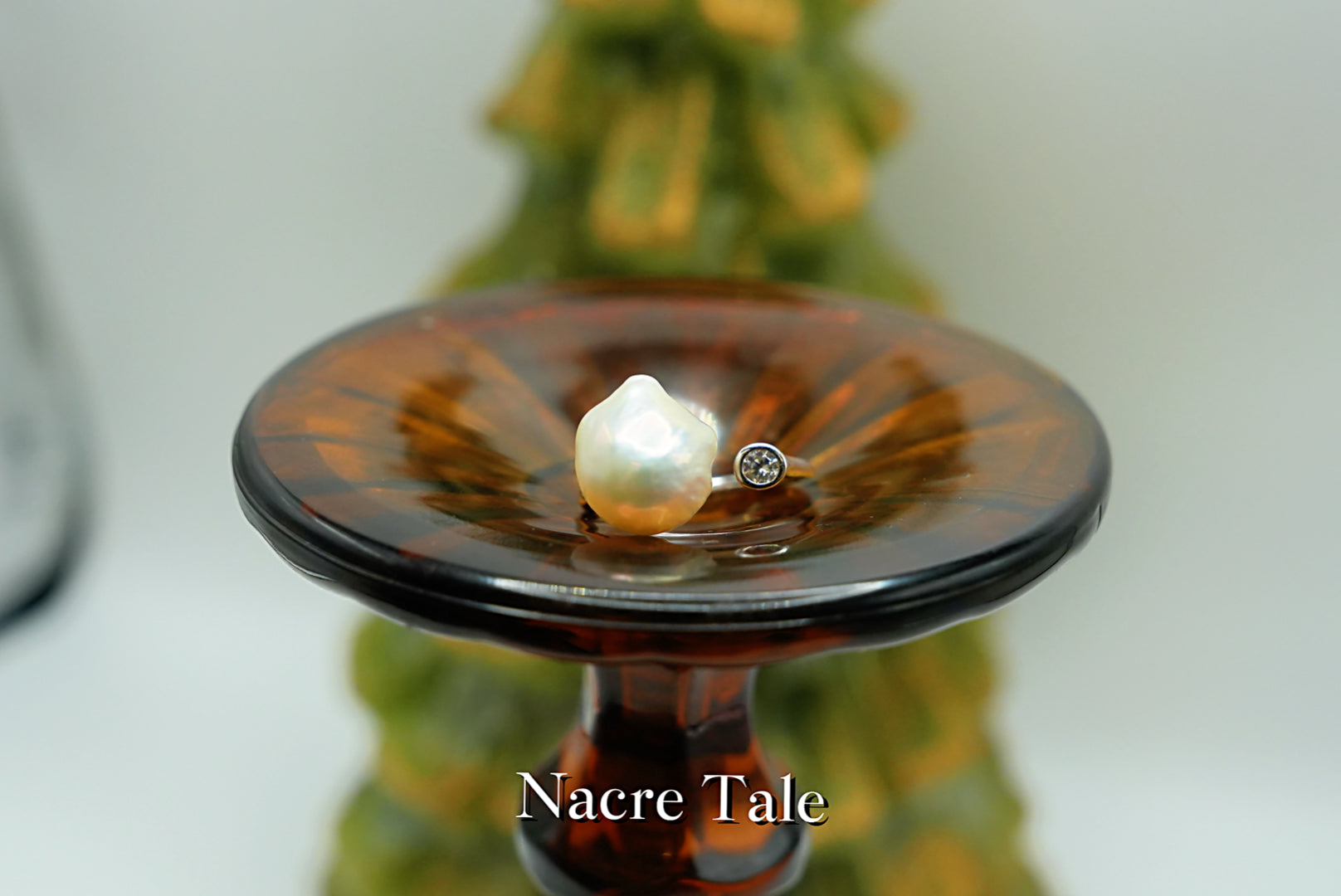 Nacre Tale Sterling Silver Pearl Ring with Diamond Accent