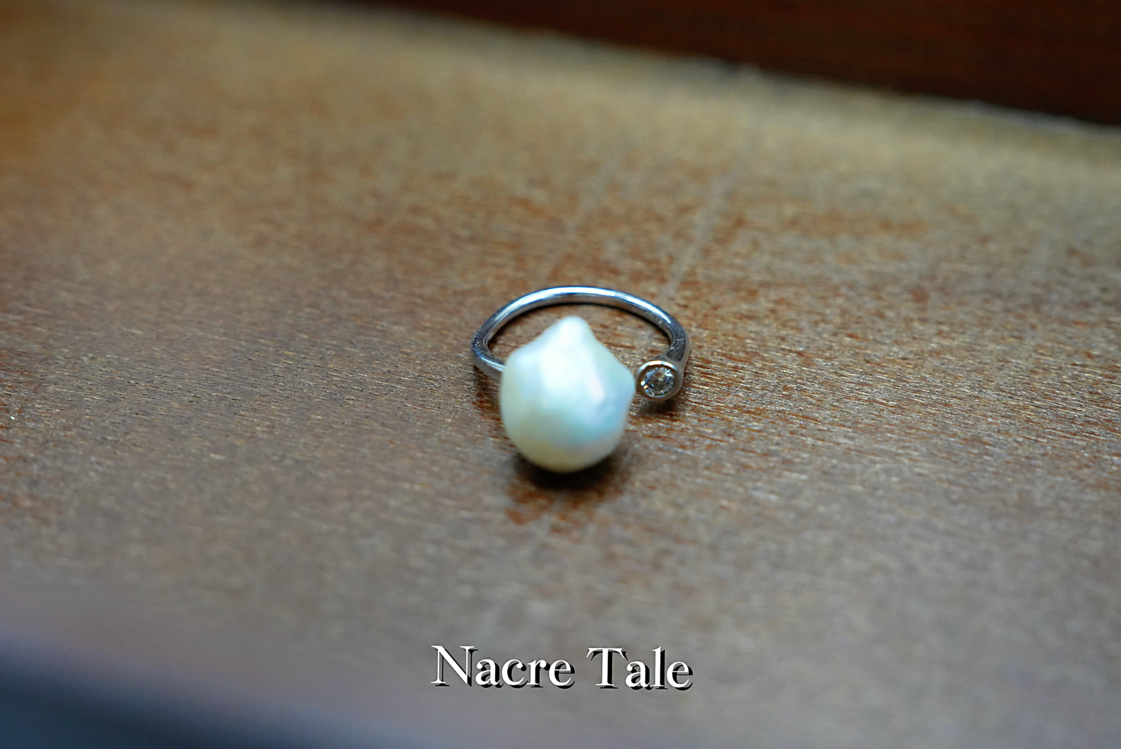 Nacre Tale Sterling Silver Pearl Ring with Diamond Accent