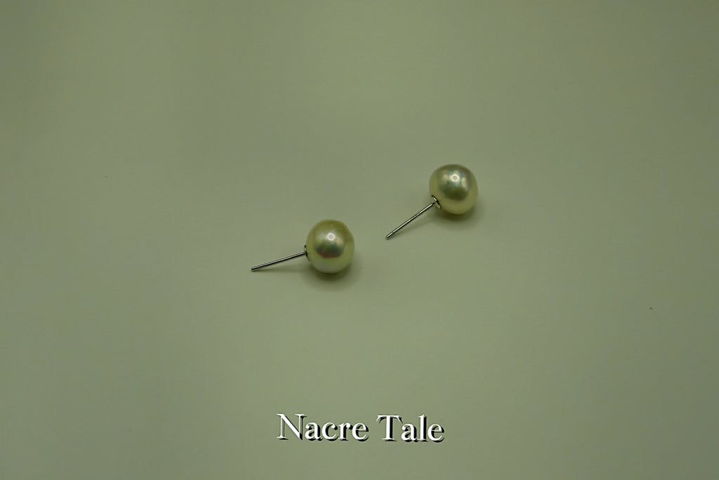 Nacre Tale Simple Pearl Stud Earrings - Natural 6mm Pearls with Silver Posts