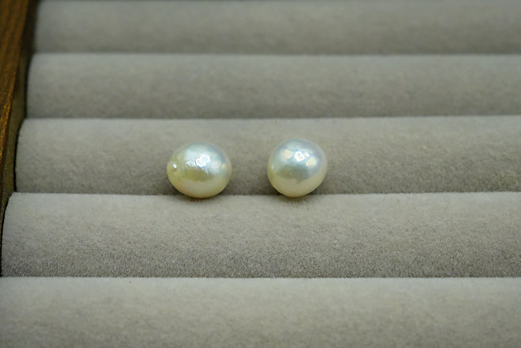 Nacre Tale Simple Pearl Stud Earrings - Natural 6mm Pearls with Silver Posts