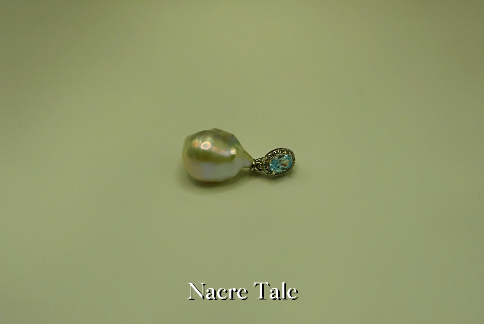 Nacre Tale Baroque Pearl & Aquamarine Drop Pendant - Sterling Silver with Genuine Gemstone