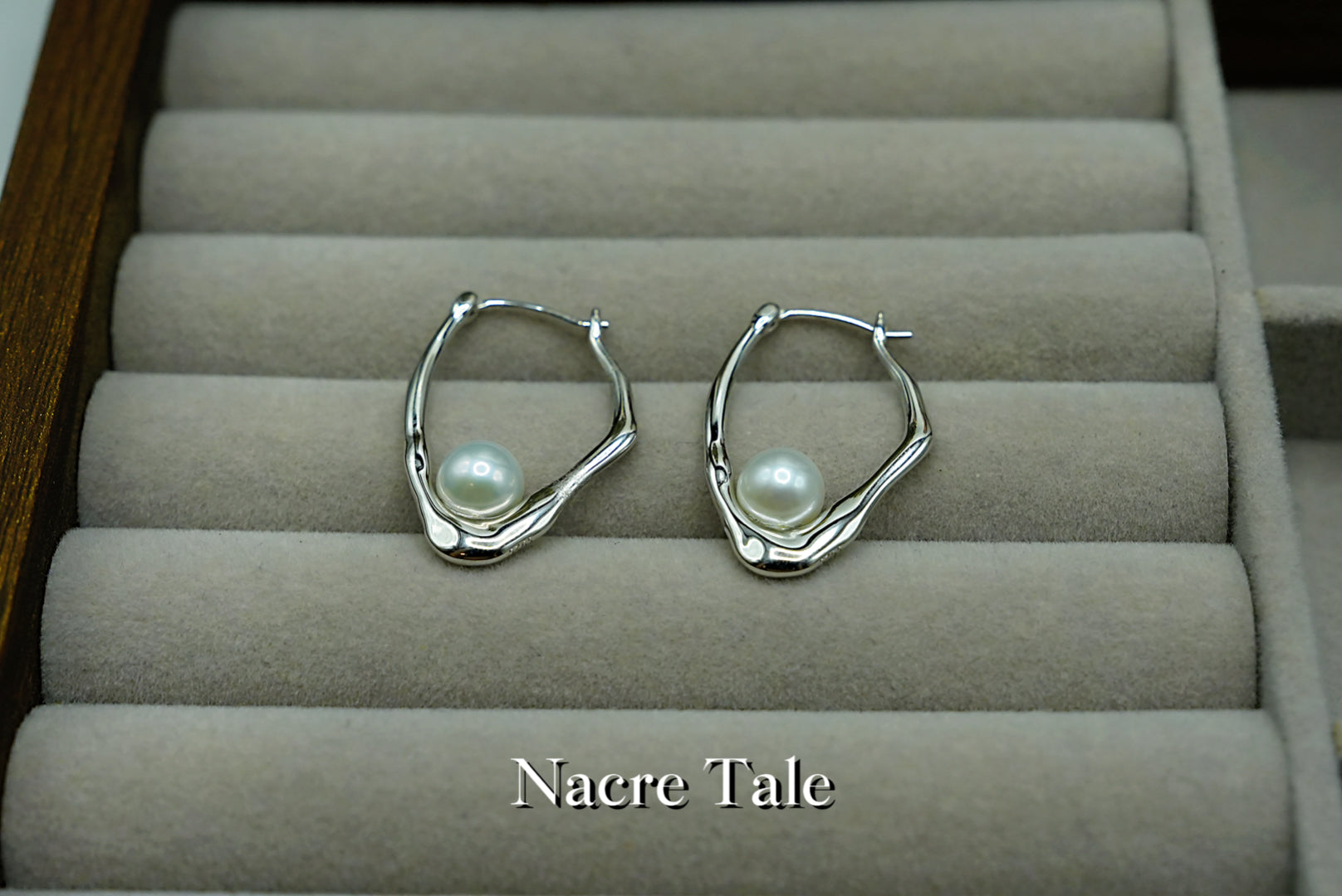 Nacre Tale Silver Pearl Hoop Earrings - Medium Cultured Pearls with Sterling Silver Hoops