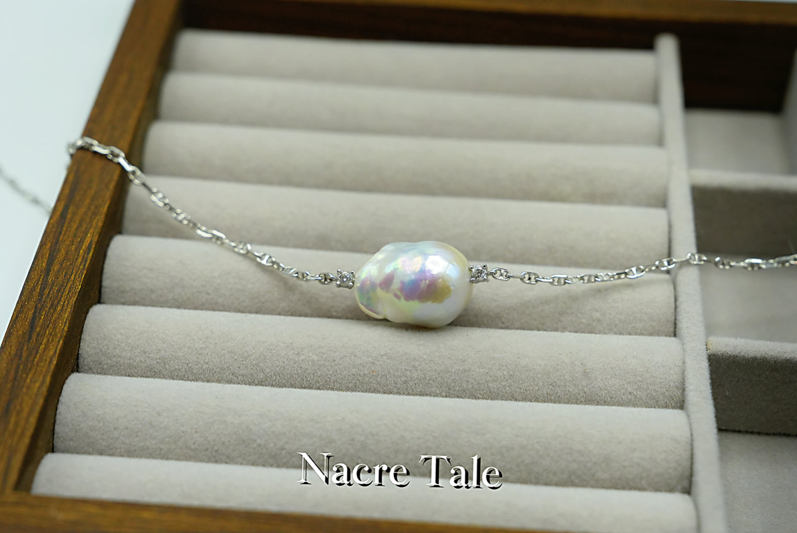 Nacre Tale Baroque Pearl Pendant Necklace - Sterling Silver with Cubic Zirconia Accents