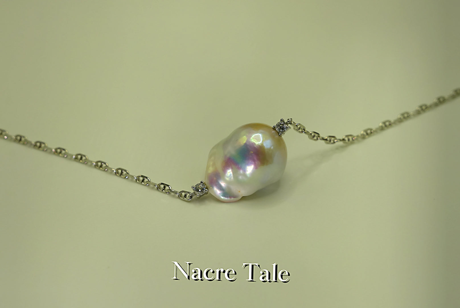 Nacre Tale Baroque Pearl Pendant Necklace - Sterling Silver with Cubic Zirconia Accents