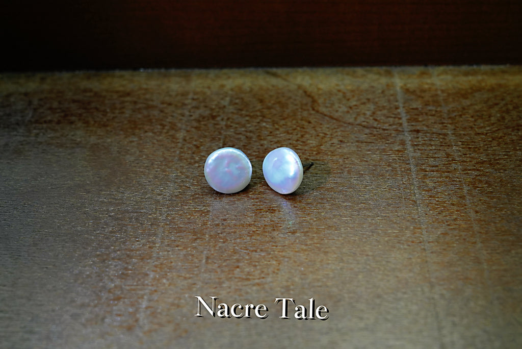 Nacre Tale Natural Pearl Stud Earrings - Sterling Silver with 8mm Cultured Pearls