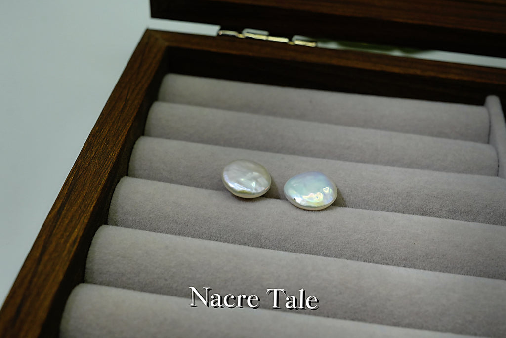 Nacre Tale Natural Pearl Stud Earrings - Sterling Silver with 8mm Cultured Pearls