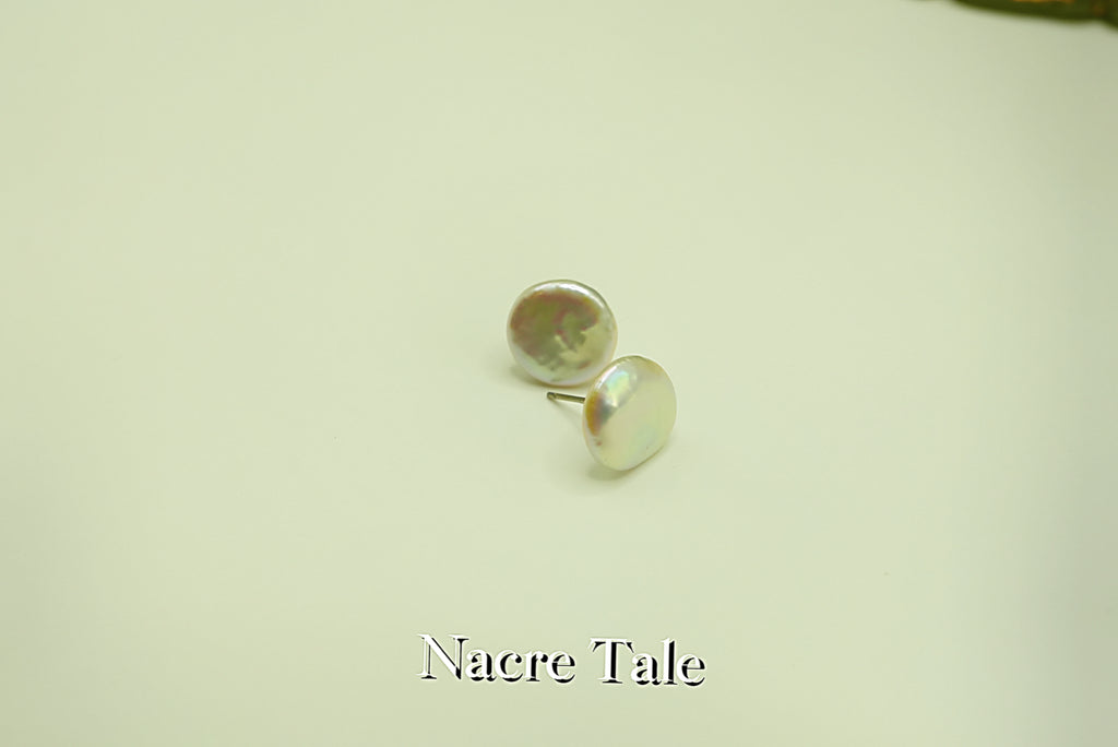 Nacre Tale Natural Pearl Stud Earrings - Sterling Silver with 8mm Cultured Pearls
