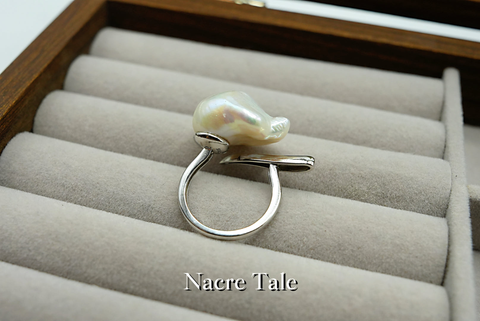 Nacre Tale Baroque Pearl Ring - Sterling Silver with Unique Organic-Shaped Pearl